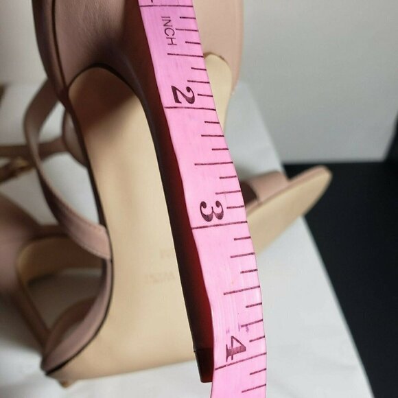 Nine West Taupe Leather Open Toe Strappy Buckle High Heels Sandals Size 9.5 M - Picture 10 of 11